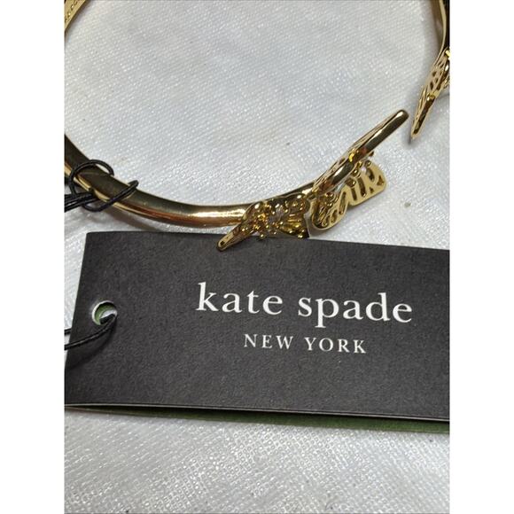 Kate Spade New York Gold Butterfly Hinge Bracelet NWT Bangle Crystal Accents New - Picture 7 of 8